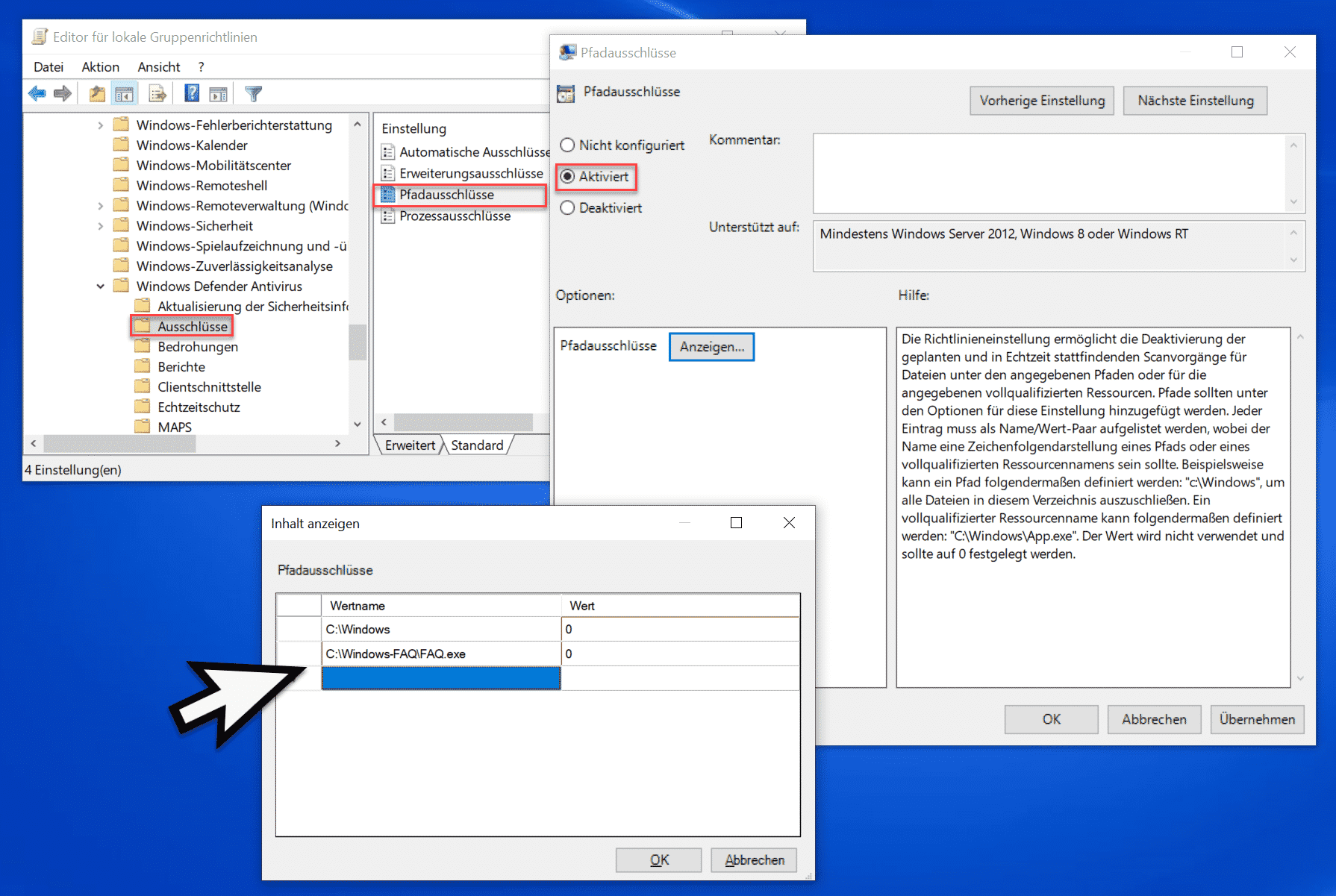 Pfade ausschließen beim Scanvorgang vom Windows Defender Antivirus per GPO