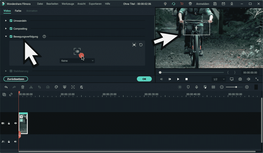 Filmora Bewegungsverfolgung (Motion Tracking)