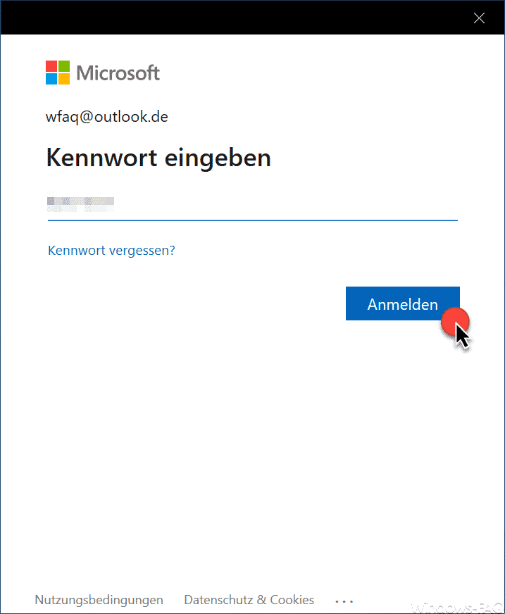 Outlook Kennwort eingeben