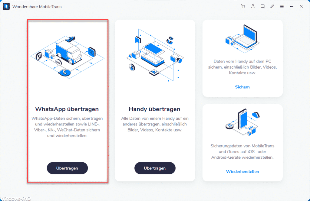 Wondershare MobileTrans WhatsApp übertragen