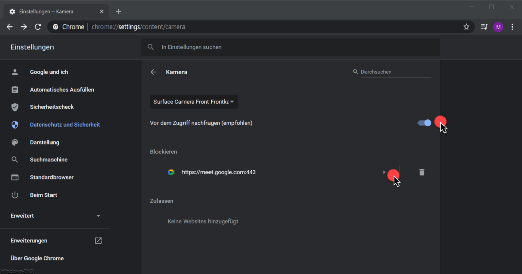 Chrome Kamera Mikrofon Zugriff definieren
