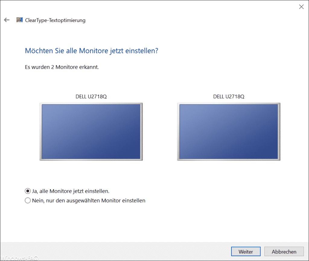 ClearType - Möchten Sie alle Monitore jetzt einstellen