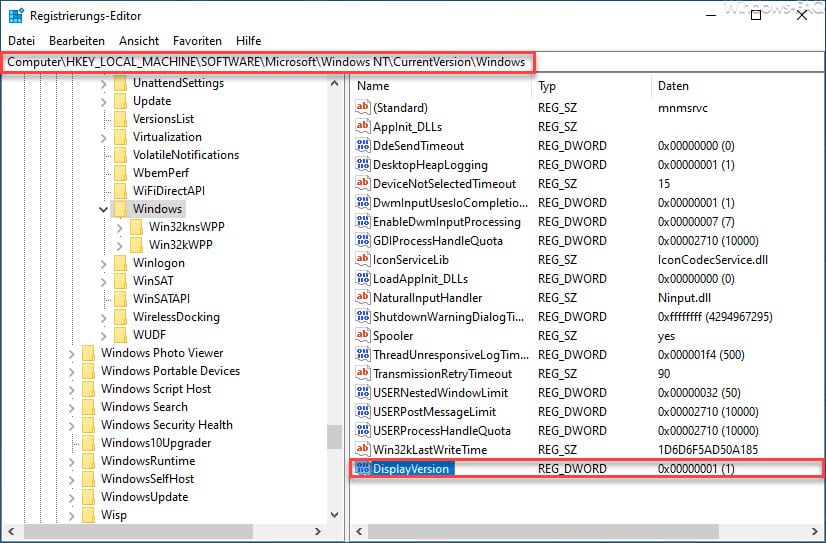 DisplayVersion Registry