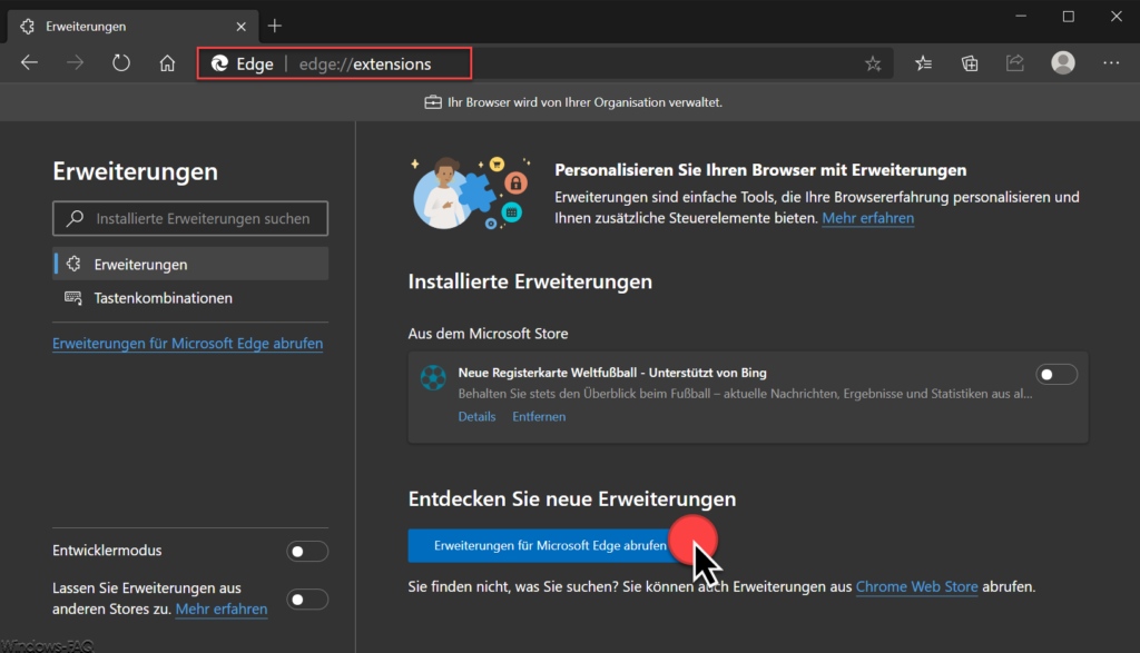 Erweiterungen für Microsoft Edge abrufen