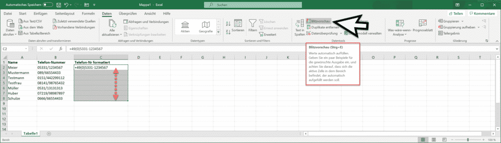 Excel Blitzvorschau