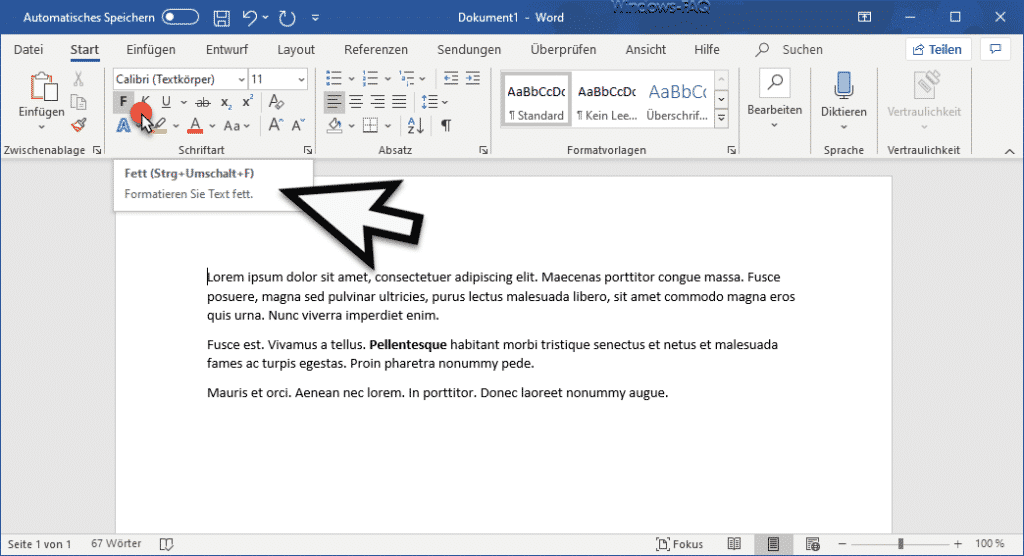 Fett Kursiv Unterstrichen Tastenkombination Word