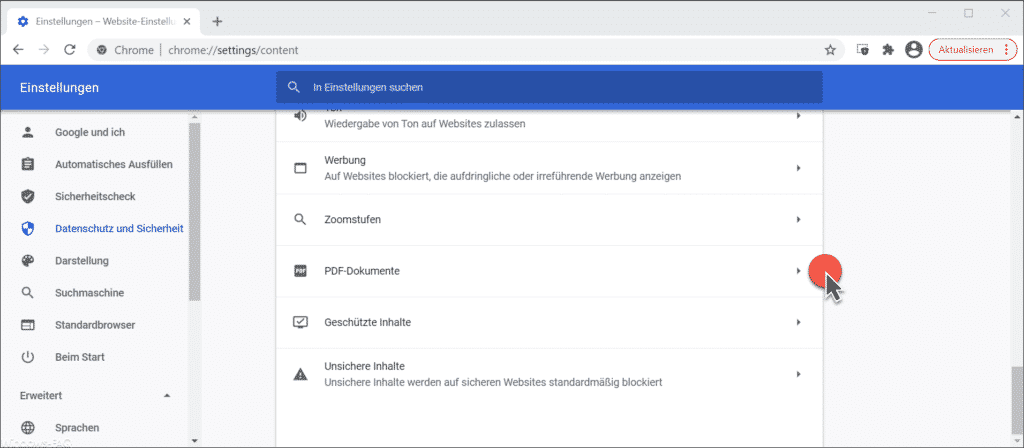 Google Chrome PDF-Dokumente