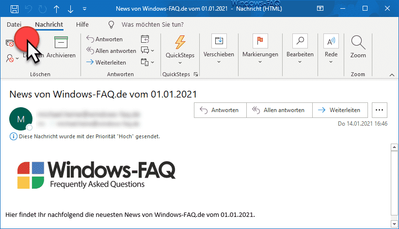 Outlook Datei E-Mail speichern