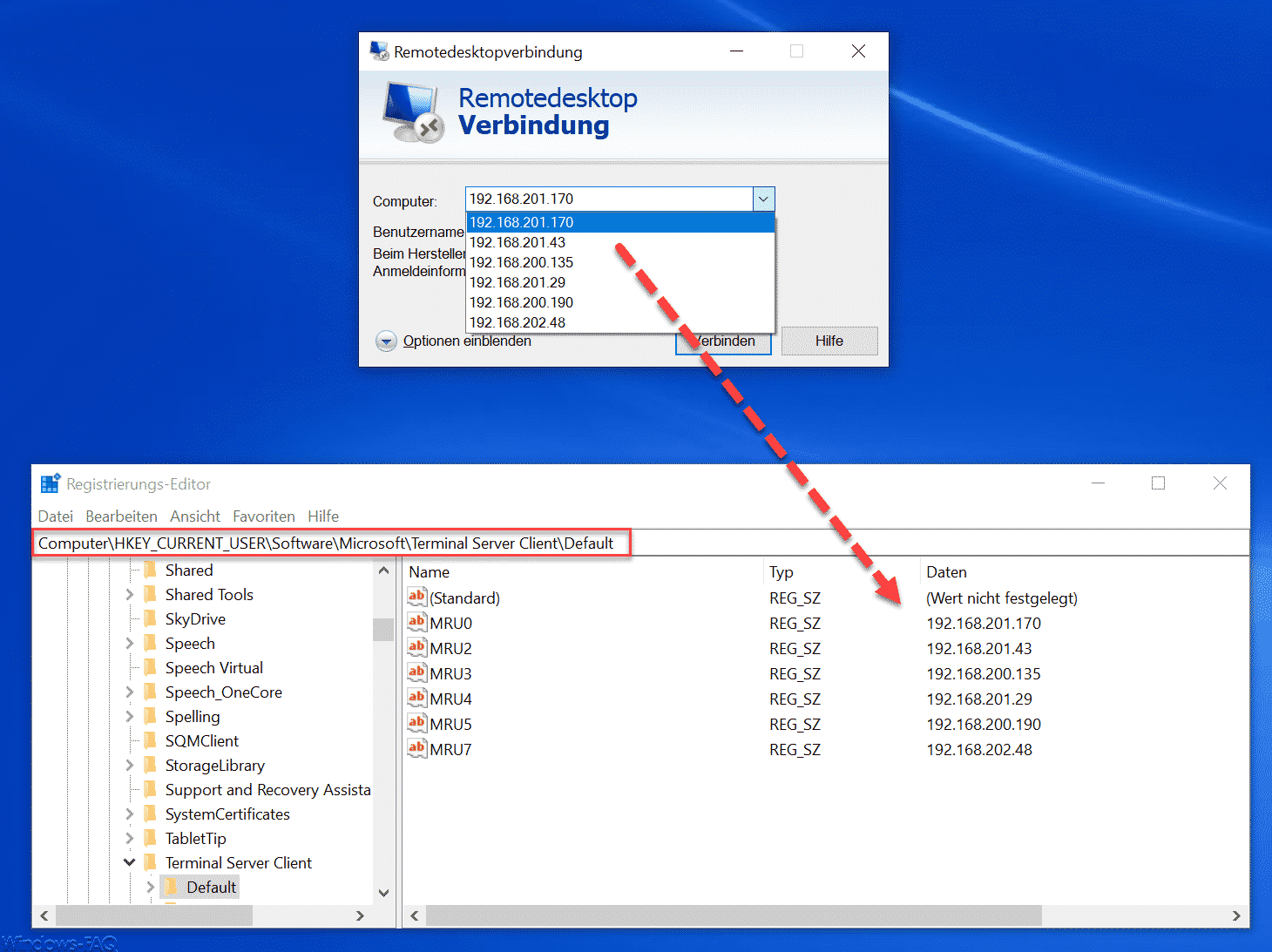 Einträge der Remote Desktop Verbindung löschen