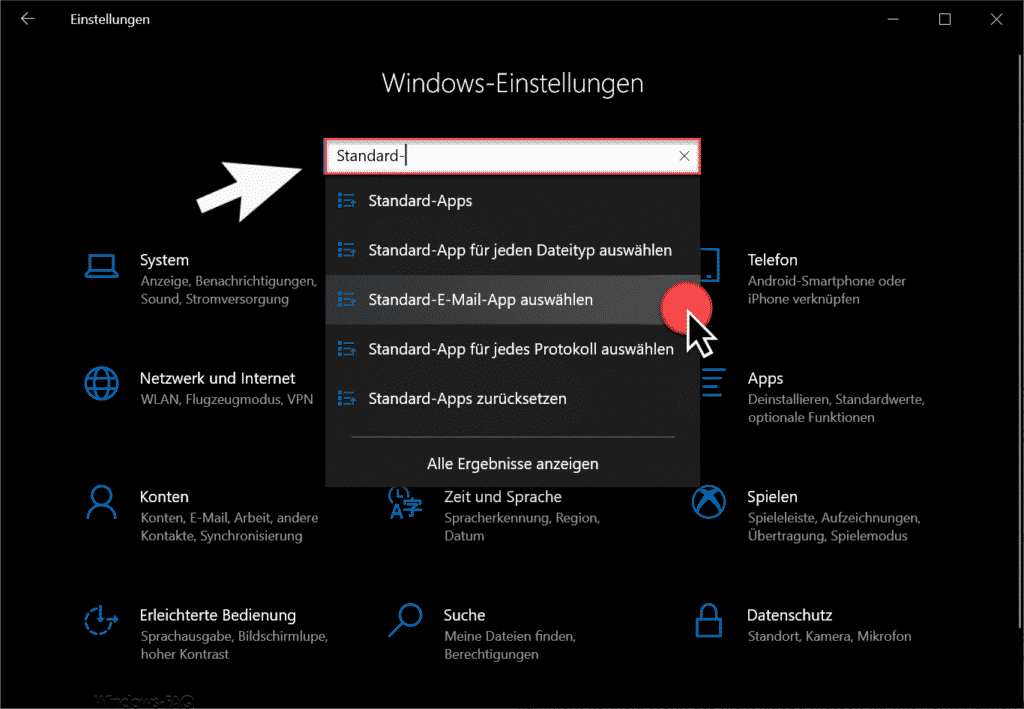 Standard-E-Mail-App auswählen