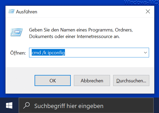 CMD mit Parameter /K aufrufen ohne Schließen der Eingabeaufforderung