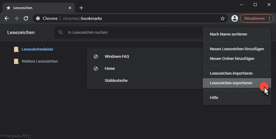 Chrome Lesezeichen exportieren