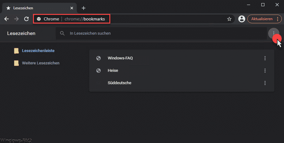 Lesezeichen vom Chrome exportieren