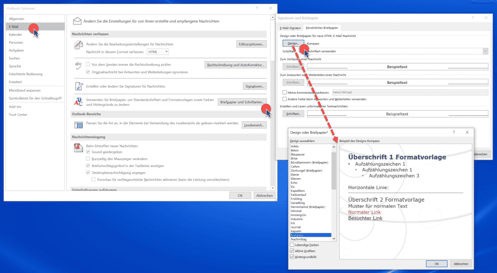 Designvorlagen Outlook