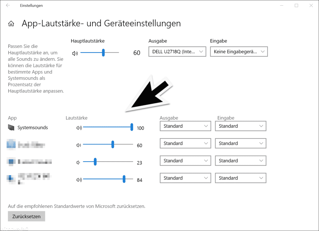 Lautstärke pro App einstellen unter Windows 10