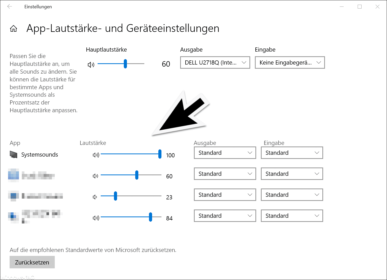 Soundeinstellungen bei Windows 10 und Lautstärke pro App festlegen