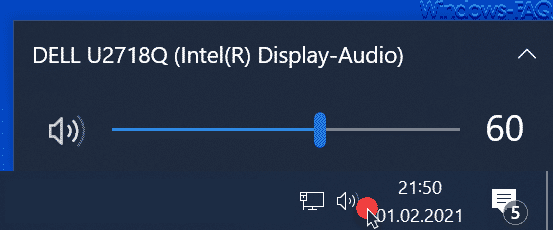 Lautstärkenregler Windows Taskbar