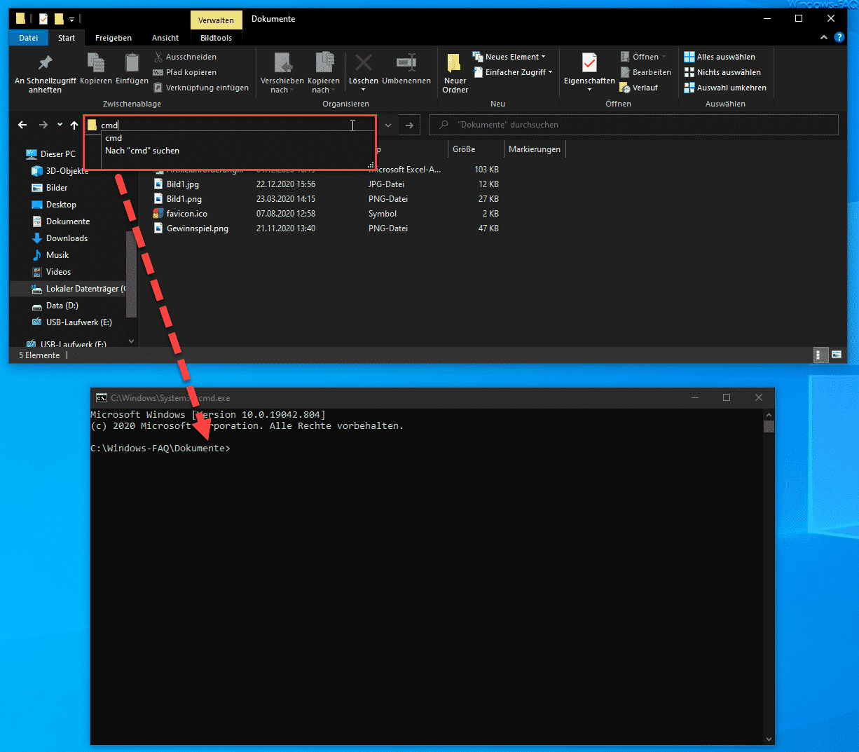 Aktuellen Pfad vom Explorer an CMD übergeben und öffnen – Windows Tipp