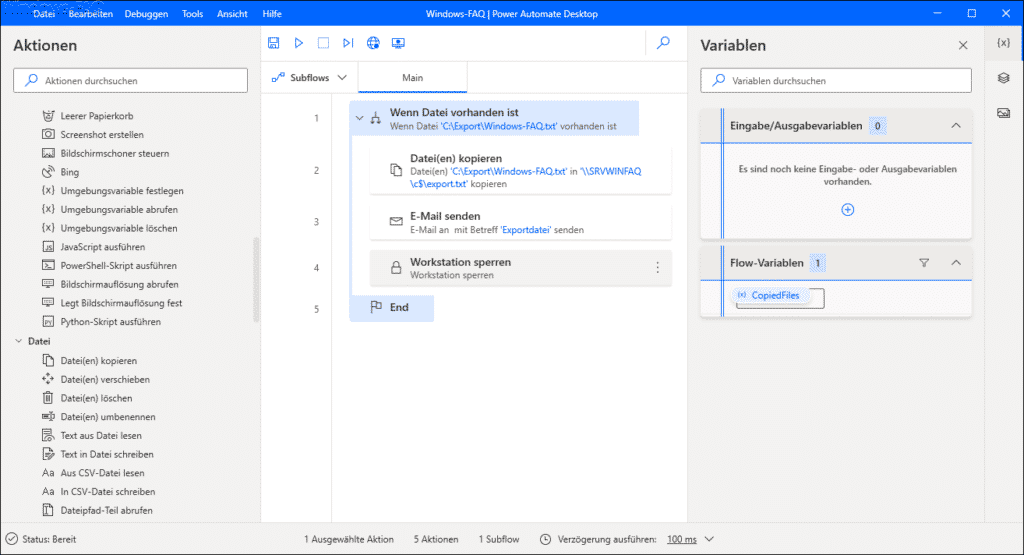 Flow anlegen Power Automate Desktop