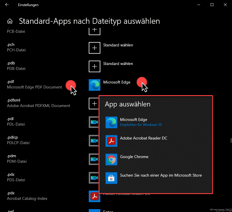 Standard PDF-Programm zum Öffnen von PDF-Dateien bei Windows 10 festlegen