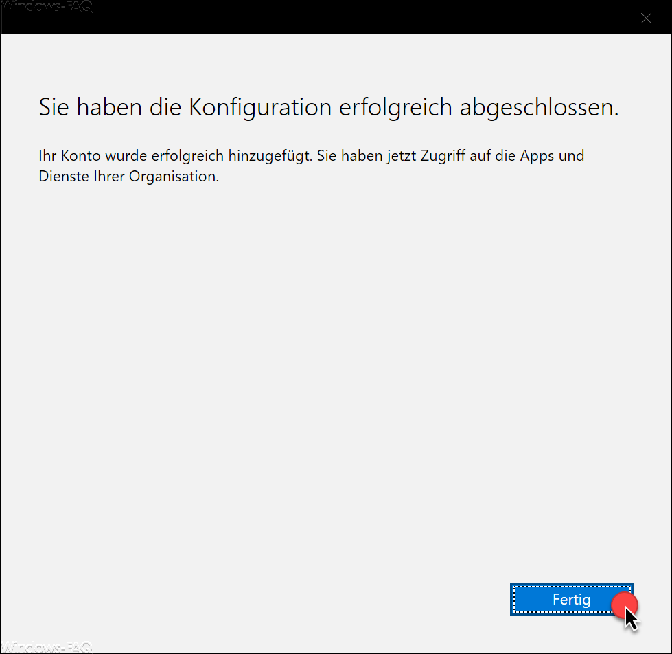 Sie haben die Konfiguration erfolgreich abgeschlossen