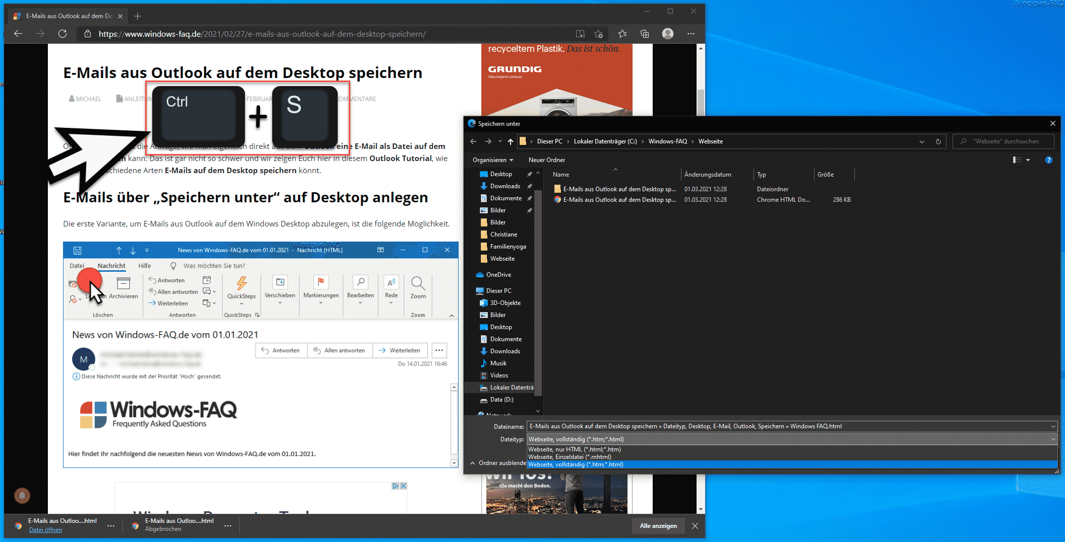 Webseite speichern und offline anschauen mit Edge Chromium