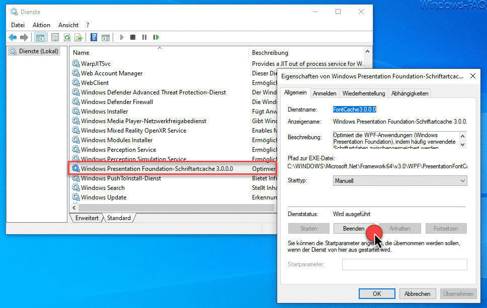 Windows Presentation Foundation-Schriftartcache 3.0.0.0