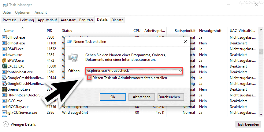 Windows Explorer als Administrator starten