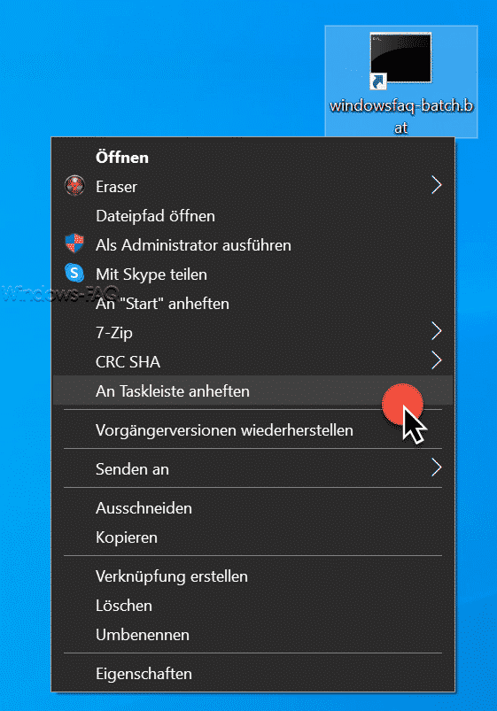 Batchdatei an Taskleiste anheften