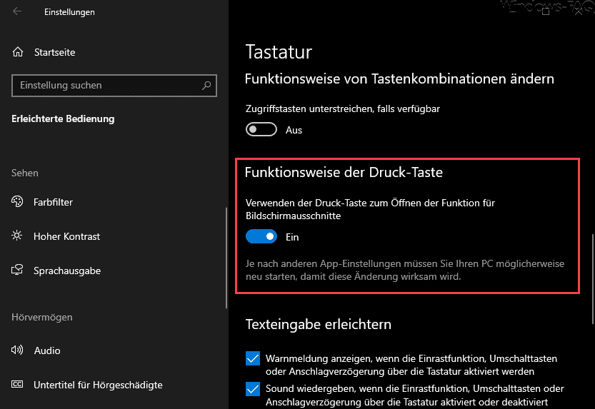 Funktionsweise der Druck-Taste