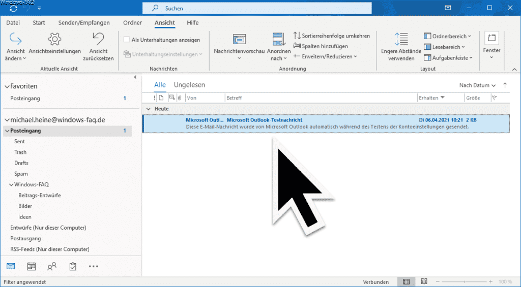 Outlook ungelesene E-Mail in Blau