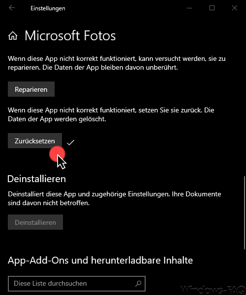 Microsoft Fotos zurücksetzen
