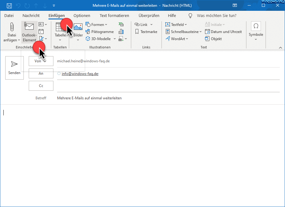 Outlook Mehrere E-Mails auf einmal weiterleiten