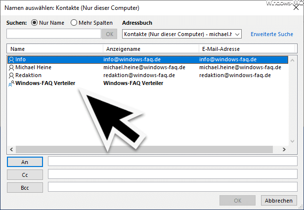 Outlook Verteiler Adressbuch
