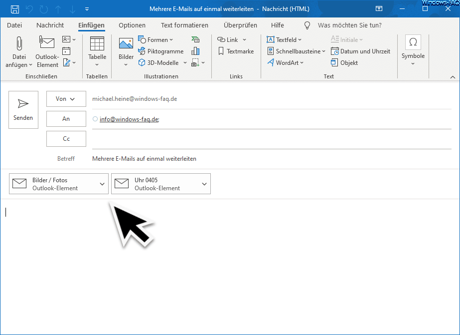 Outlook – Mehrere E-Mails in einer E-Mail weiterleiten