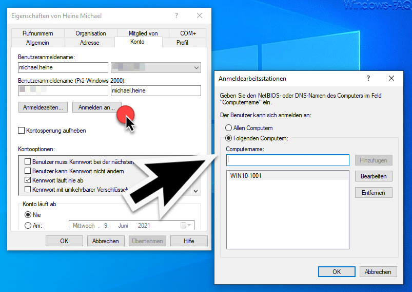 Active Directory User dürfen sich nur an bestimmten PCs anmelden