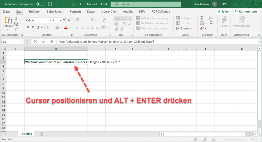 Cursor positionieren und ALT + ENTER drücken