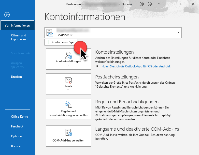 Outlook GMail Konto hinzufügen