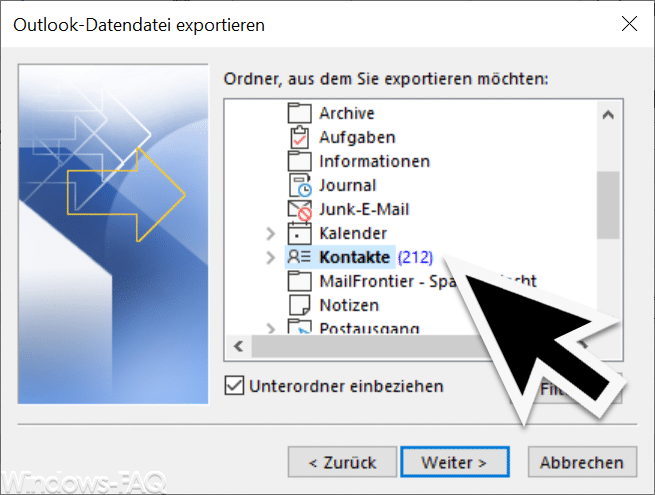Outlook Ordner exportieren