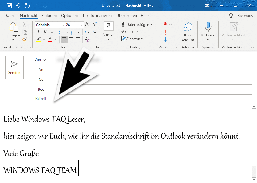 Standardschriftart im Outlook ändern