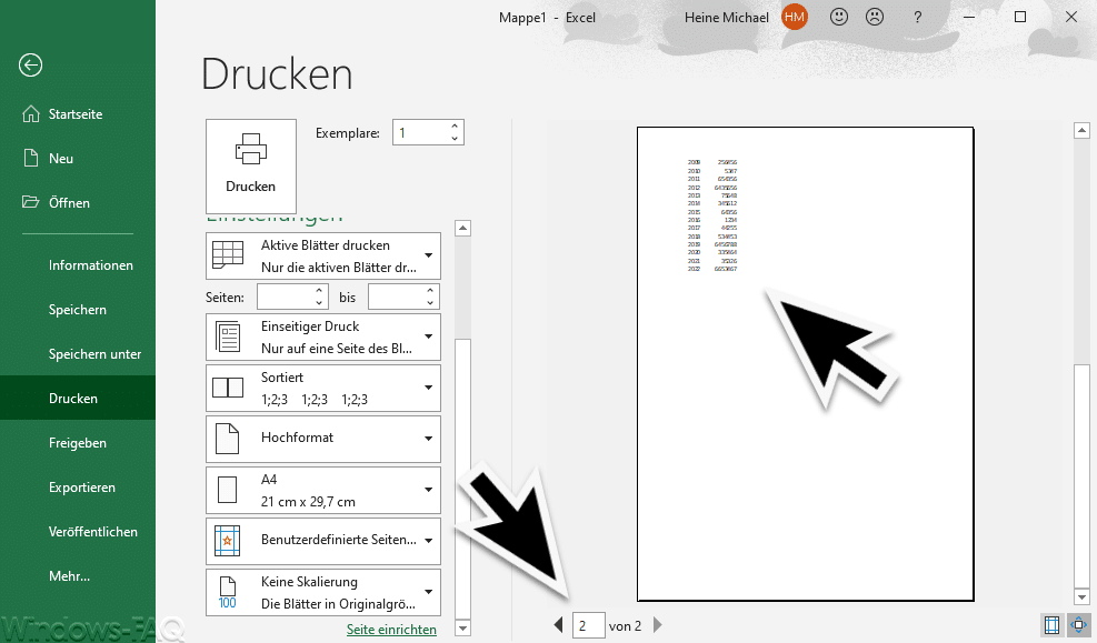 Excel Drucken 2. Seite