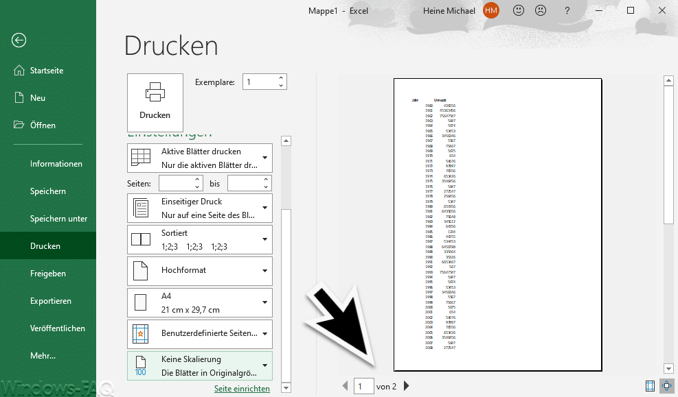 Excel Drucken Seite