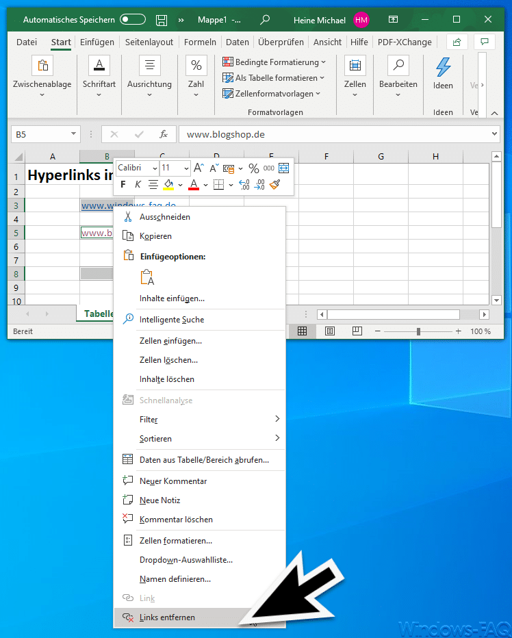 Excel Links entfernen