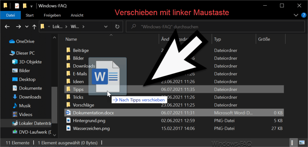 Explorer Datei verschieben