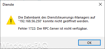 Fehler 1722 – Der RPC-Server ist nicht verfügbar