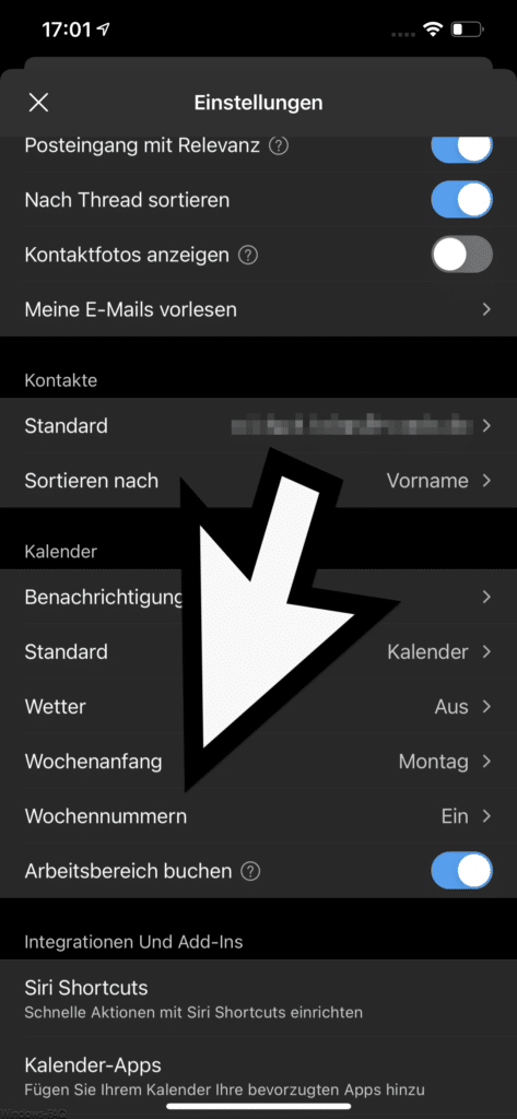 Outlook iOS Wochennummern