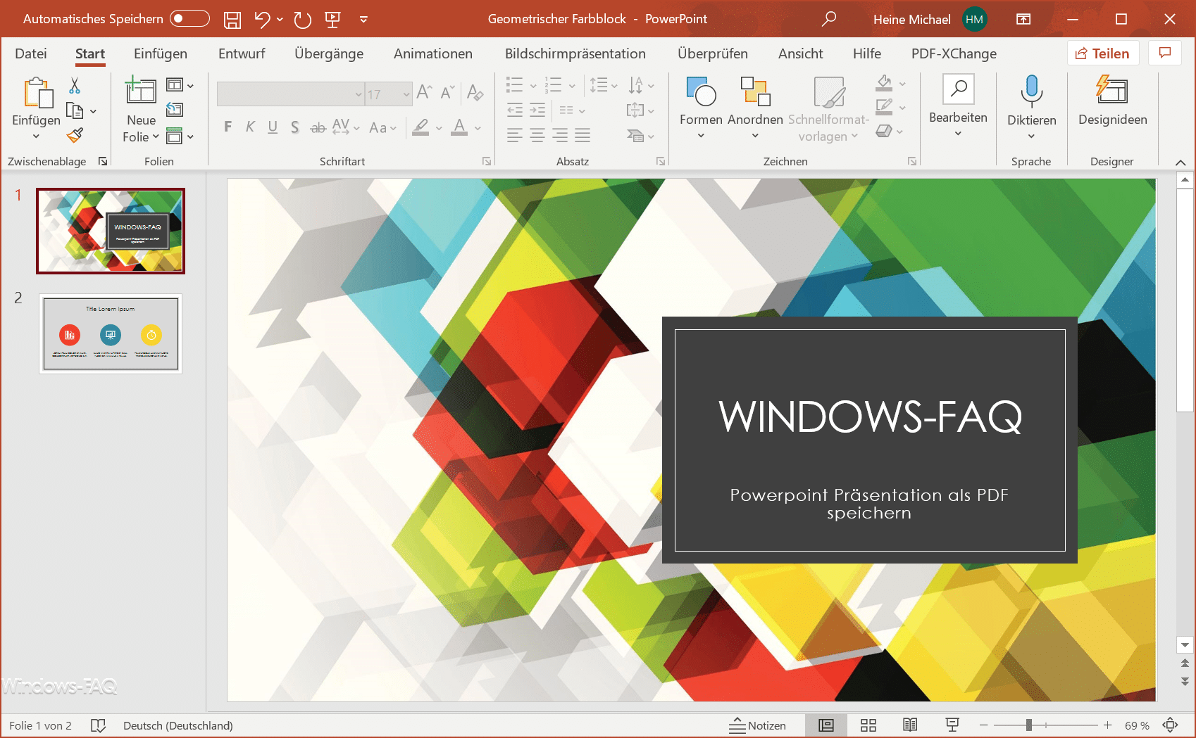 Powerpoint zu PDF Datei umwandeln