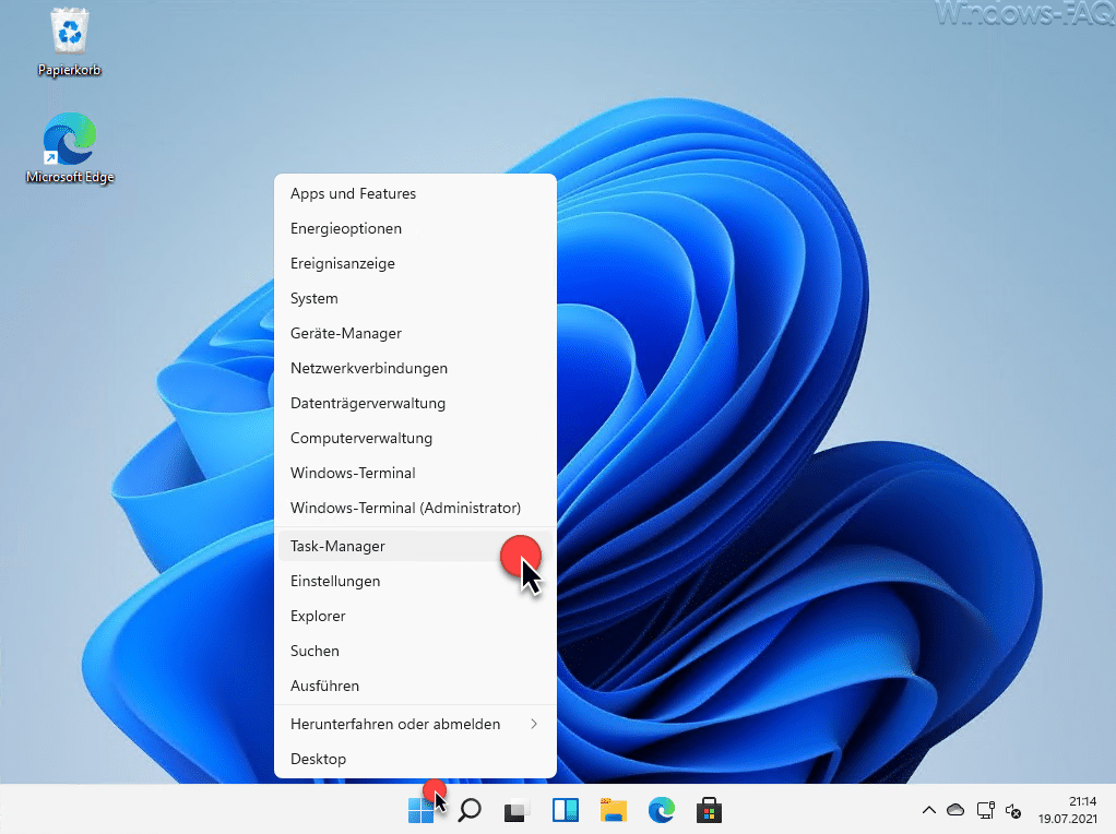 Task-Manager Windows 11 Start Menü