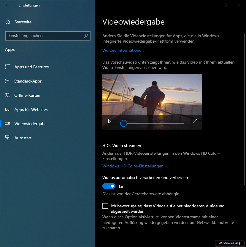 HDR Videos bei Windows 10