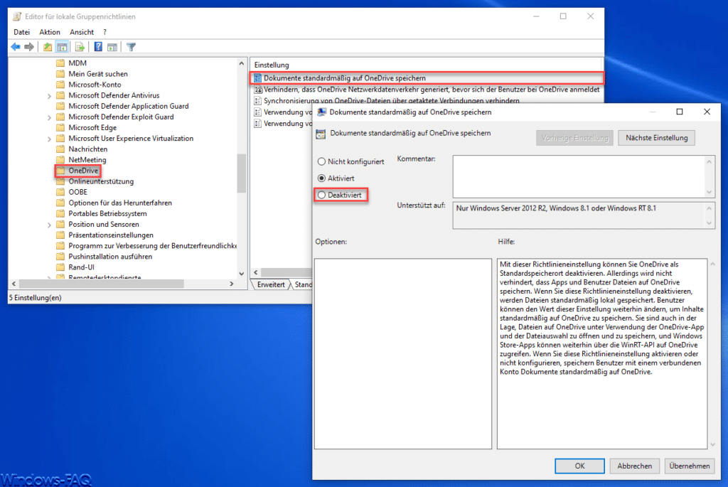Dokumente standardmäßig auf OneDrive speichern